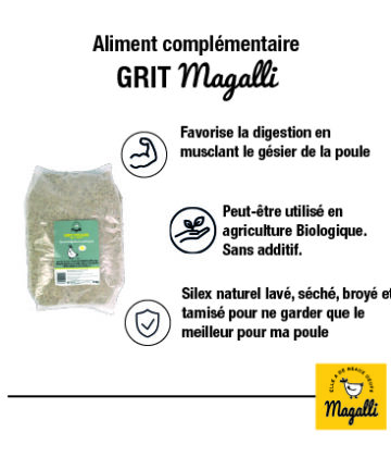 Avantages du grit pour poules MAGALLI